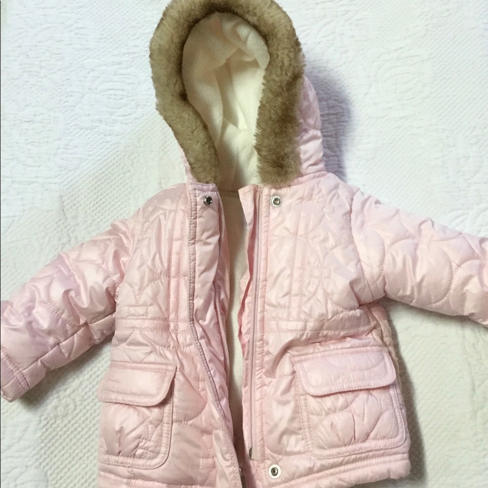 Old Navy Pearly Pink Puffer Coat Size 6-12 Months